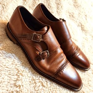 Stacy Adams Cognac Double Monk Strap 9.5 M Dress Shoe